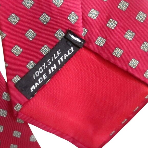 Vintage Anthony Foxx Red Silk Tie With Square Pattern - Picture 4 of 4